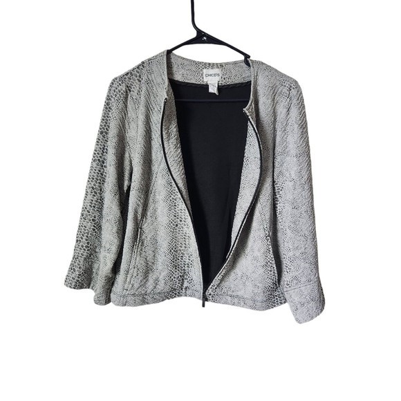 Chico's Snakeskin Print Lightweight Blazer With Pockets Women's Size 8-10 - Picture 3 of 6